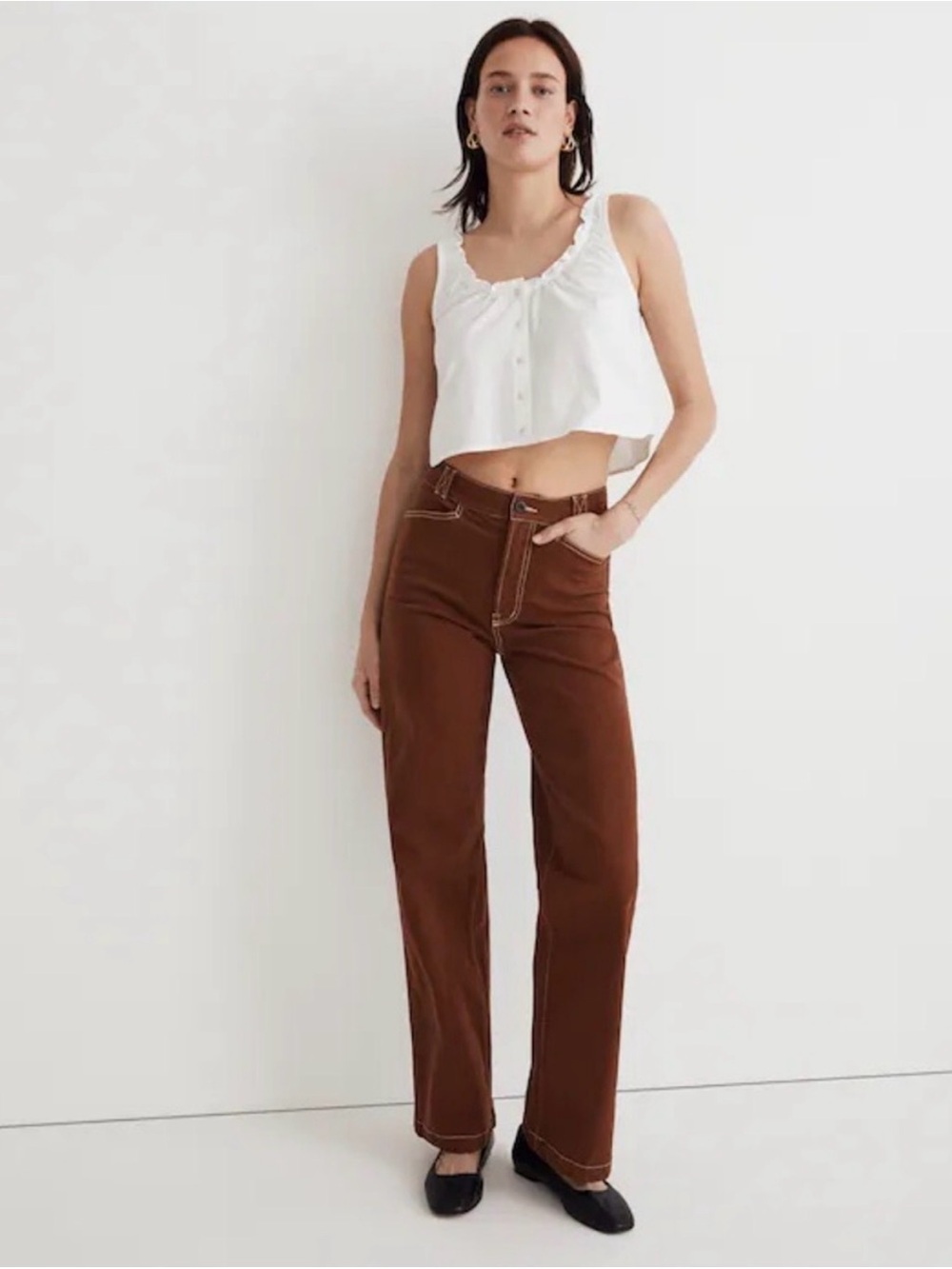 Madewell Emmett Wide leg pant in cliff side brown 30
